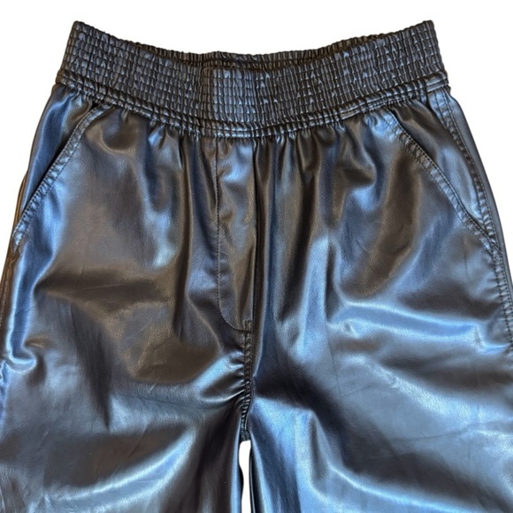 Y2K H&M Black Faux Leather Pants High Waist Wide-Leg Palazzo Women's Size 4 - Picture 5 of 10